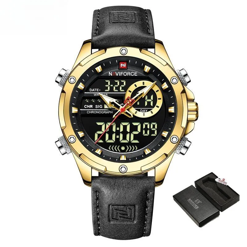 Men's Movement Quartz Modern Watch Men Waterproof Chronograph Leather Band Wristwatch