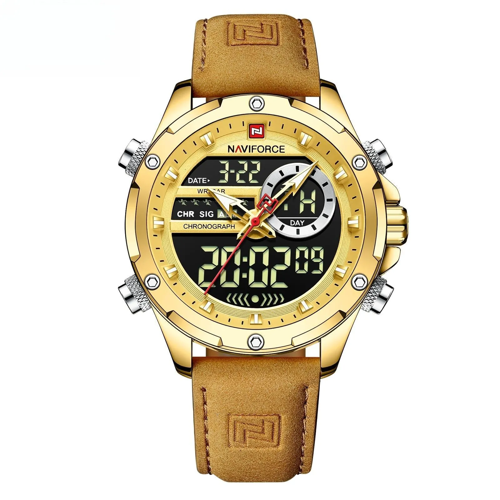 Men's Movement Quartz Modern Watch Men Waterproof Chronograph Leather Band Wristwatch