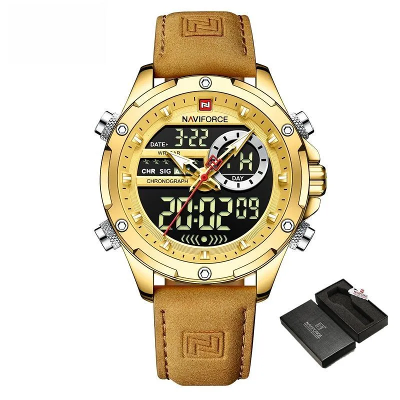 Men's Movement Quartz Modern Watch Men Waterproof Chronograph Leather Band Wristwatch