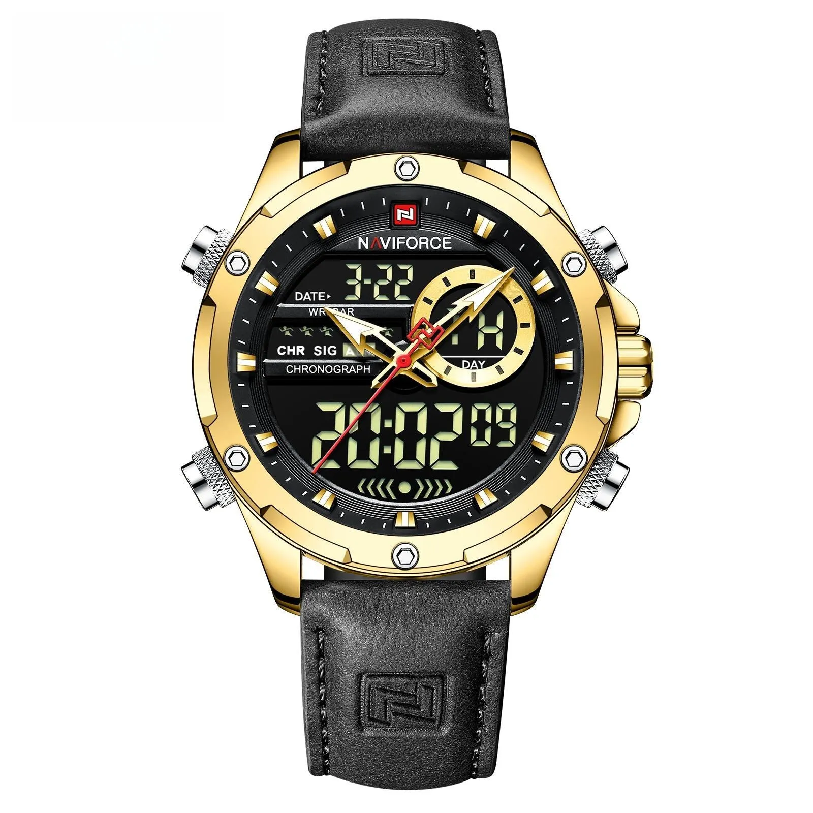 Men's Movement Quartz Modern Watch Men Waterproof Chronograph Leather Band Wristwatch