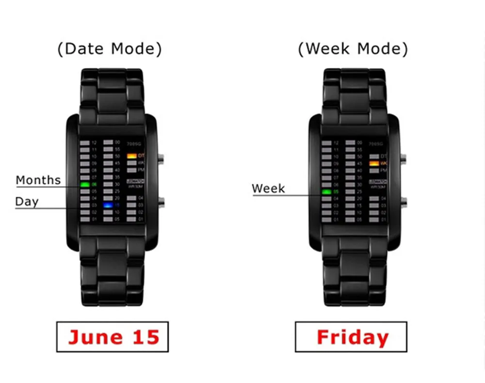 Men's Sporty Waterproof Led Watches