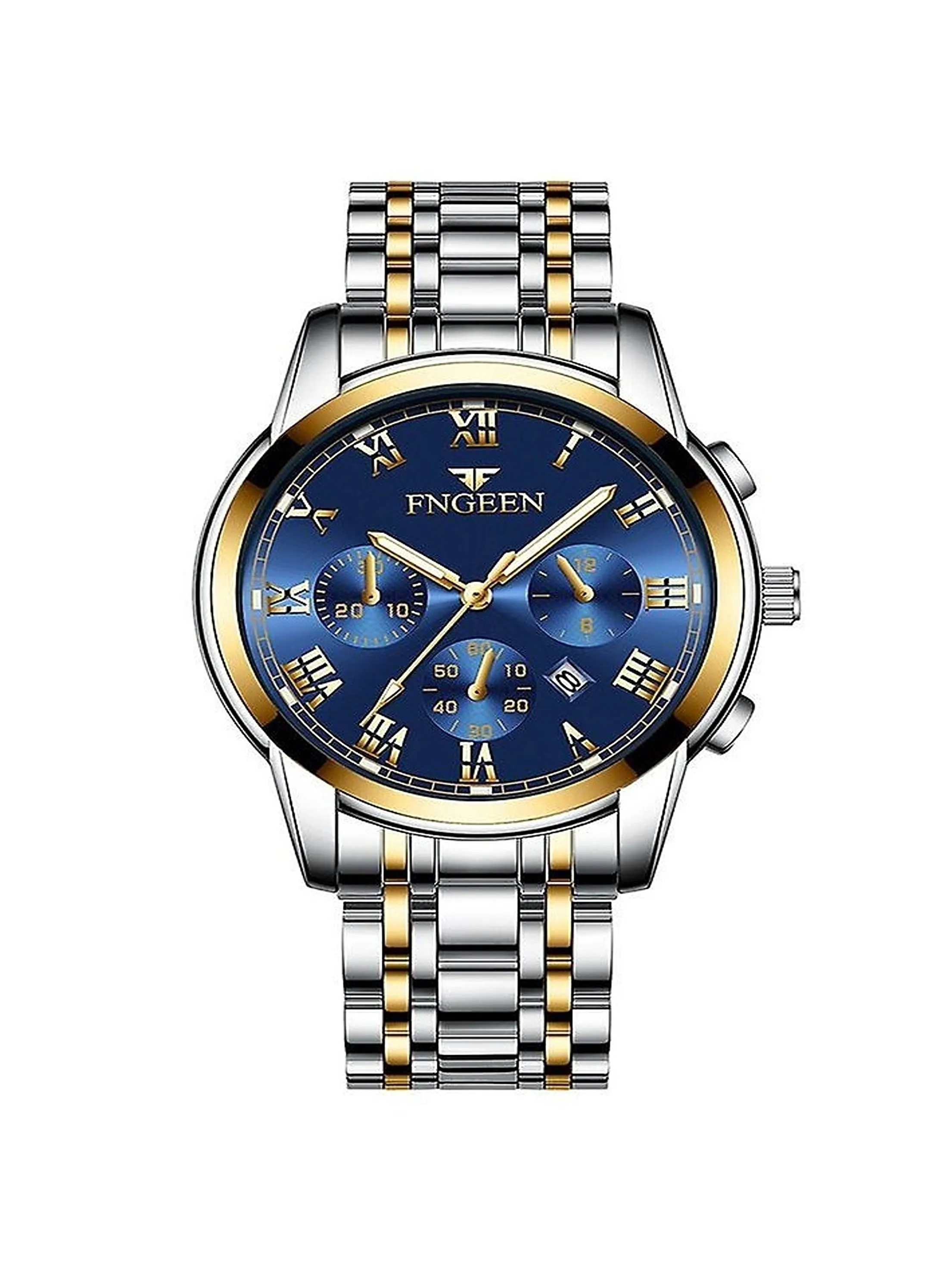 Men'S Stainless Steel Waterproof Quartz Wristwatch