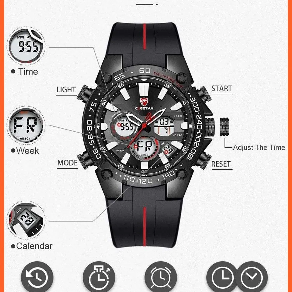 Mens Watches Top Luxury Brand Fashion Sport Watch | Chronograph Waterproof Quartz Silicone Wristwatch