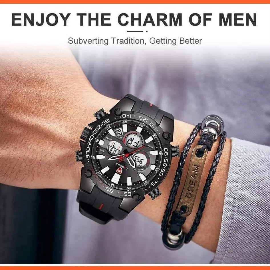 Mens Watches Top Luxury Brand Fashion Sport Watch | Chronograph Waterproof Quartz Silicone Wristwatch