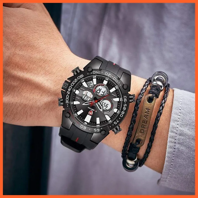 Mens Watches Top Luxury Brand Fashion Sport Watch | Chronograph Waterproof Quartz Silicone Wristwatch