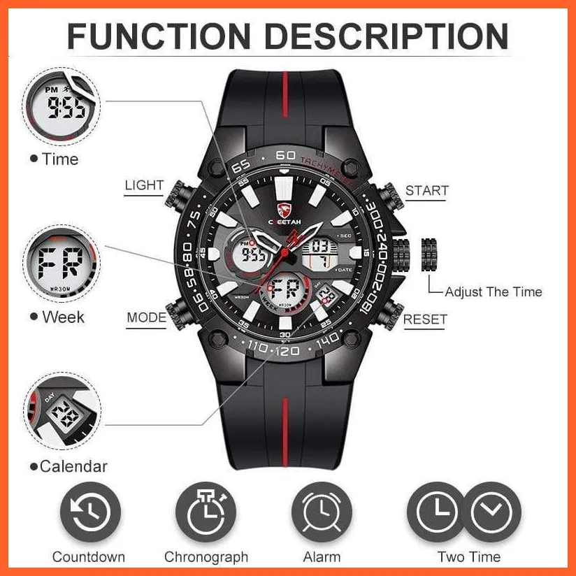 Mens Watches Top Luxury Brand Fashion Sport Watch | Chronograph Waterproof Quartz Silicone Wristwatch