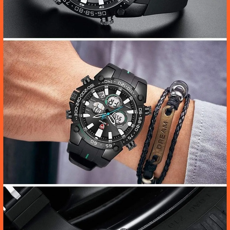 Mens Watches Top Luxury Brand Fashion Sport Watch | Chronograph Waterproof Quartz Silicone Wristwatch