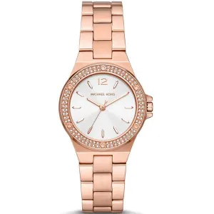 Michael Kors Mini Lenox Rose Gold Stainless Steel Silver Dial Quartz Watch for Ladies - MK7279