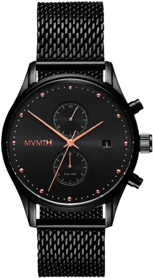 MVMT Voyager Dual Timezone Watch - Mens Stainless Steel Analog Timepiece - Stainless Steel Watch for Men - Waterproof 10 ATM/100 Meters Mens Watch - Thin Interchangeable Leather Watch Bands - 42mm