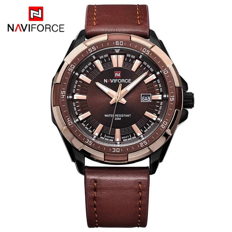 NAVIFORCE Luxury Brand Fashion Men Military Sports Watches Men's Quartz Auto Date Clock Man Leather Strap Casual Wrist Watch