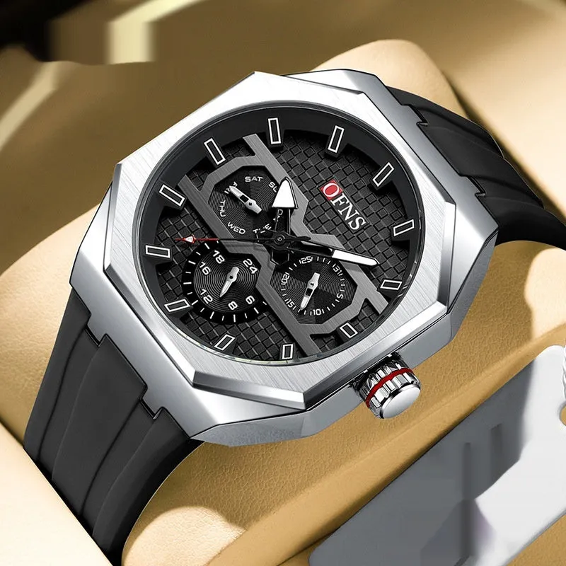 OFNS Three Eyes And Six Needles Fashion Waterproof Quartz Watch For Men 8023