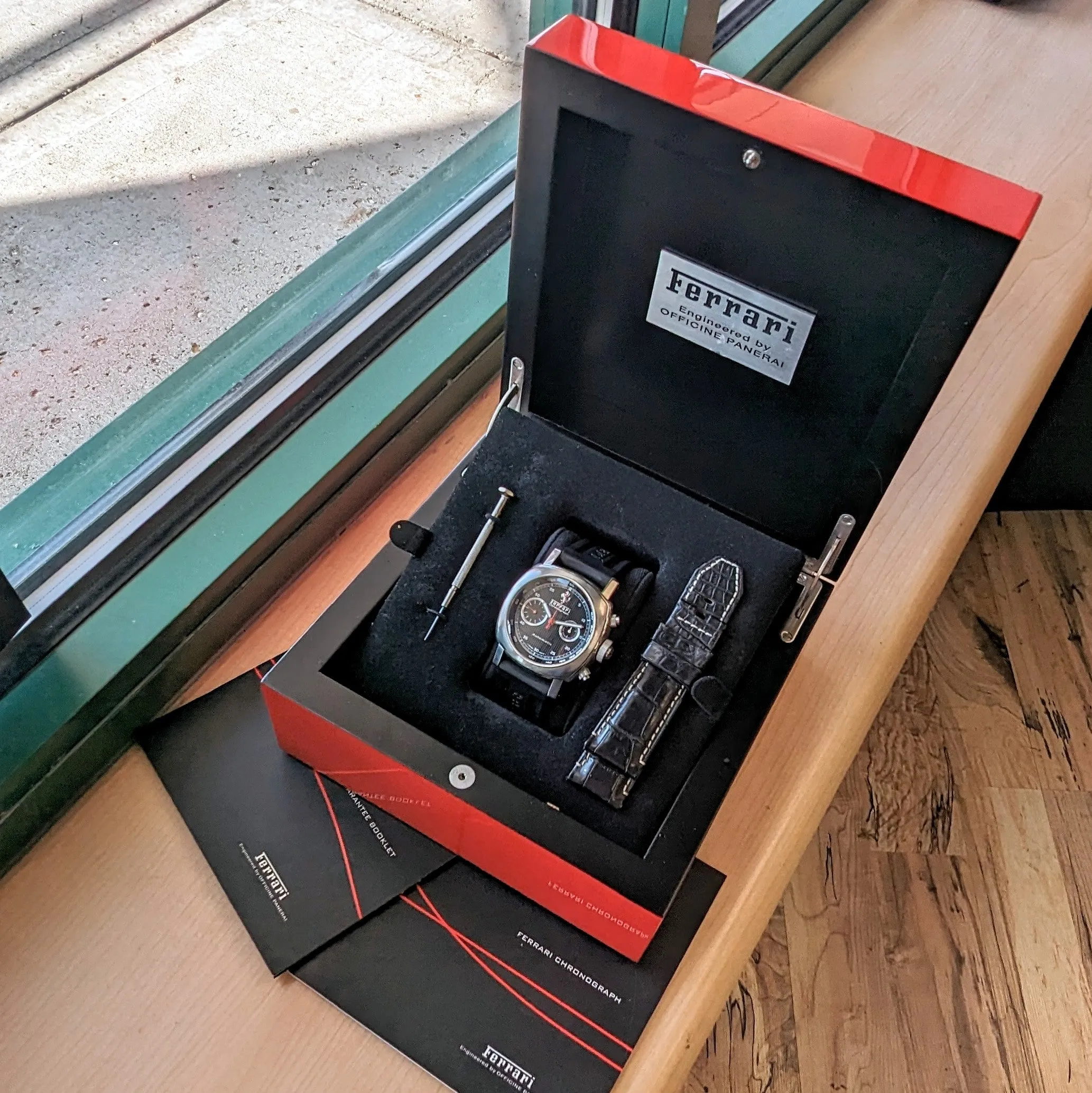 PANERAI Ferrari Grandturismo Chronograph Watch FER004 45mm Automatic Wristwatch - ALL Original Box & Papers