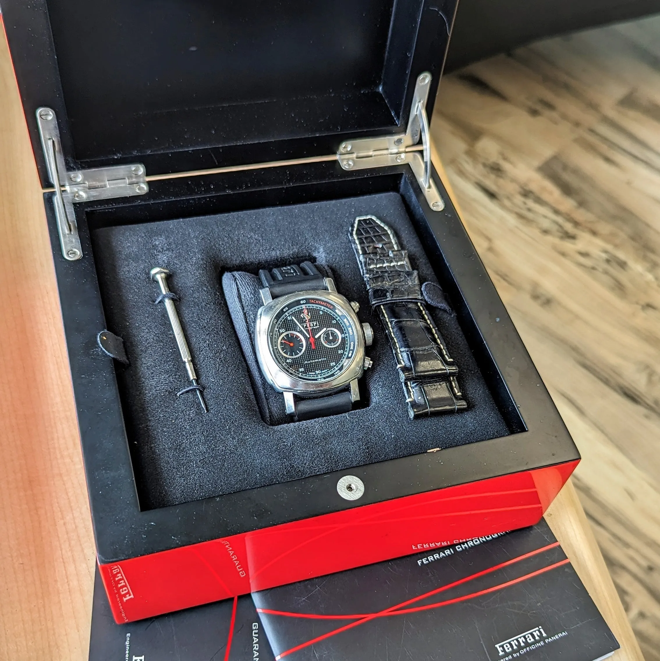PANERAI Ferrari Grandturismo Chronograph Watch FER004 45mm Automatic Wristwatch - ALL Original Box & Papers