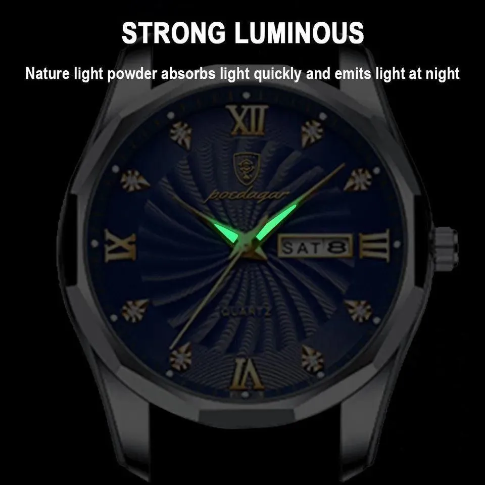 Poedagar Men's Luxury Stainless steel waterproof Watch