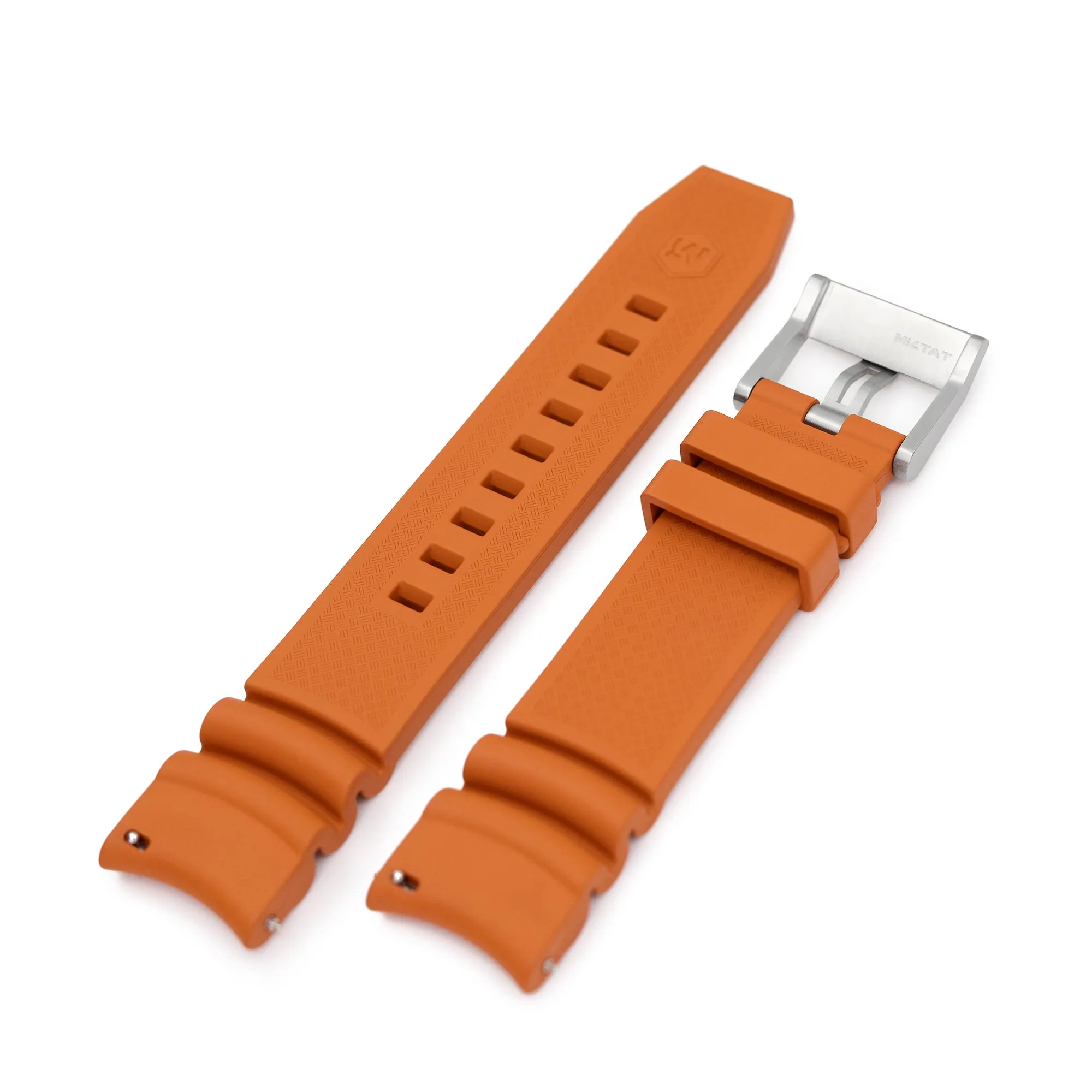 Q.R. Firewave Resilient Curved End FKM rubber Watch Strap, Burnt Orange 22mm