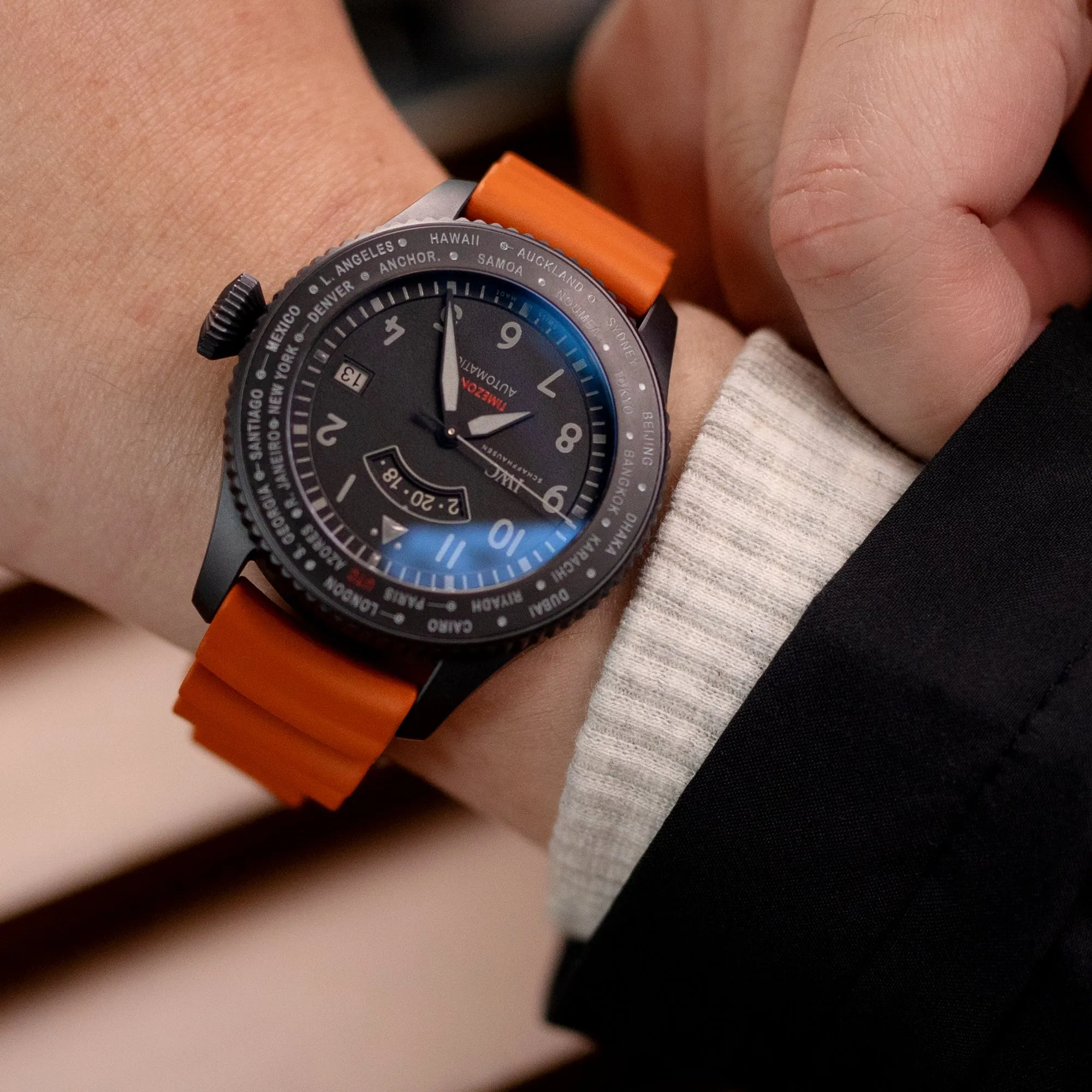 Q.R. Firewave Resilient Curved End FKM rubber Watch Strap, Burnt Orange 22mm