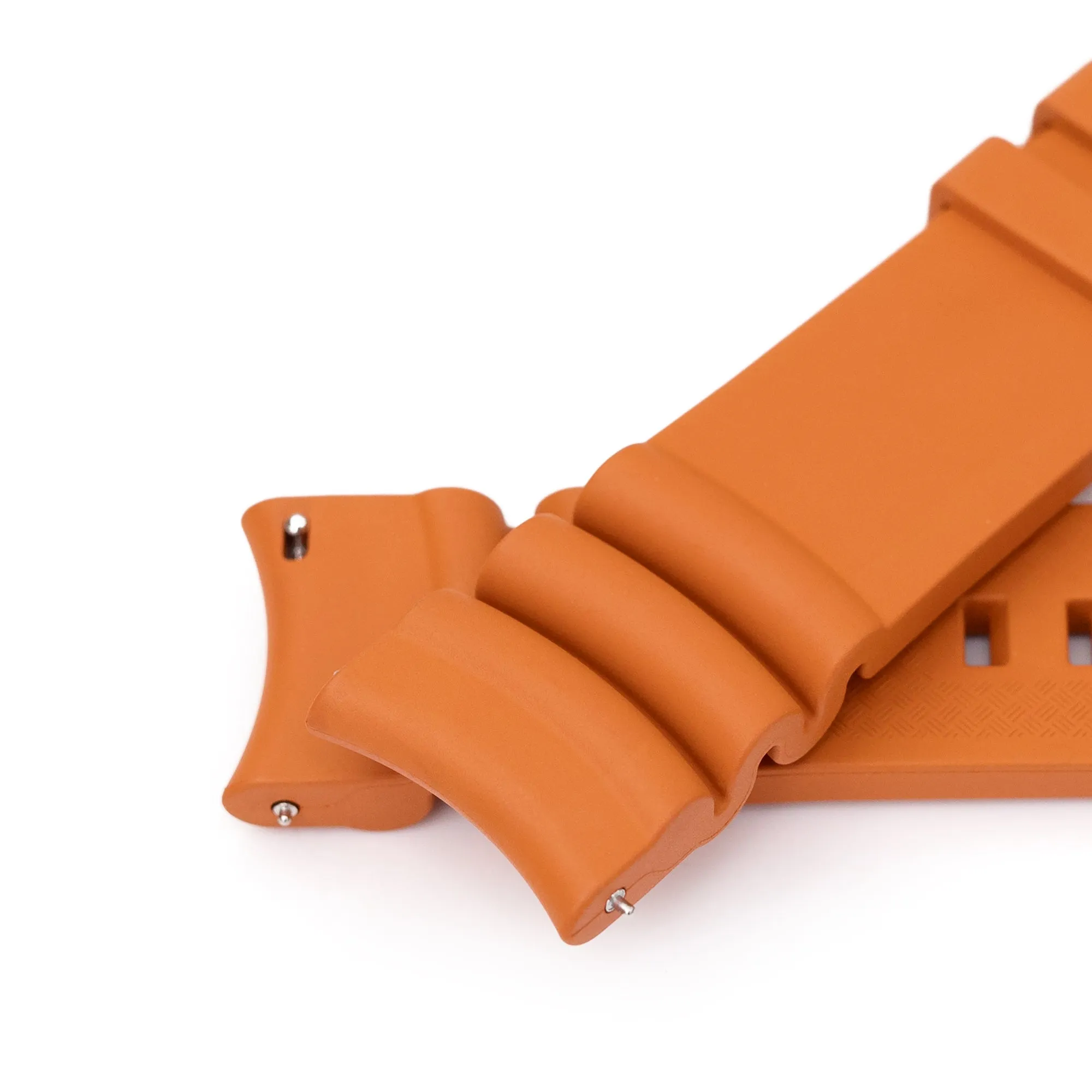 Q.R. Firewave Resilient Curved End FKM rubber Watch Strap, Burnt Orange 22mm