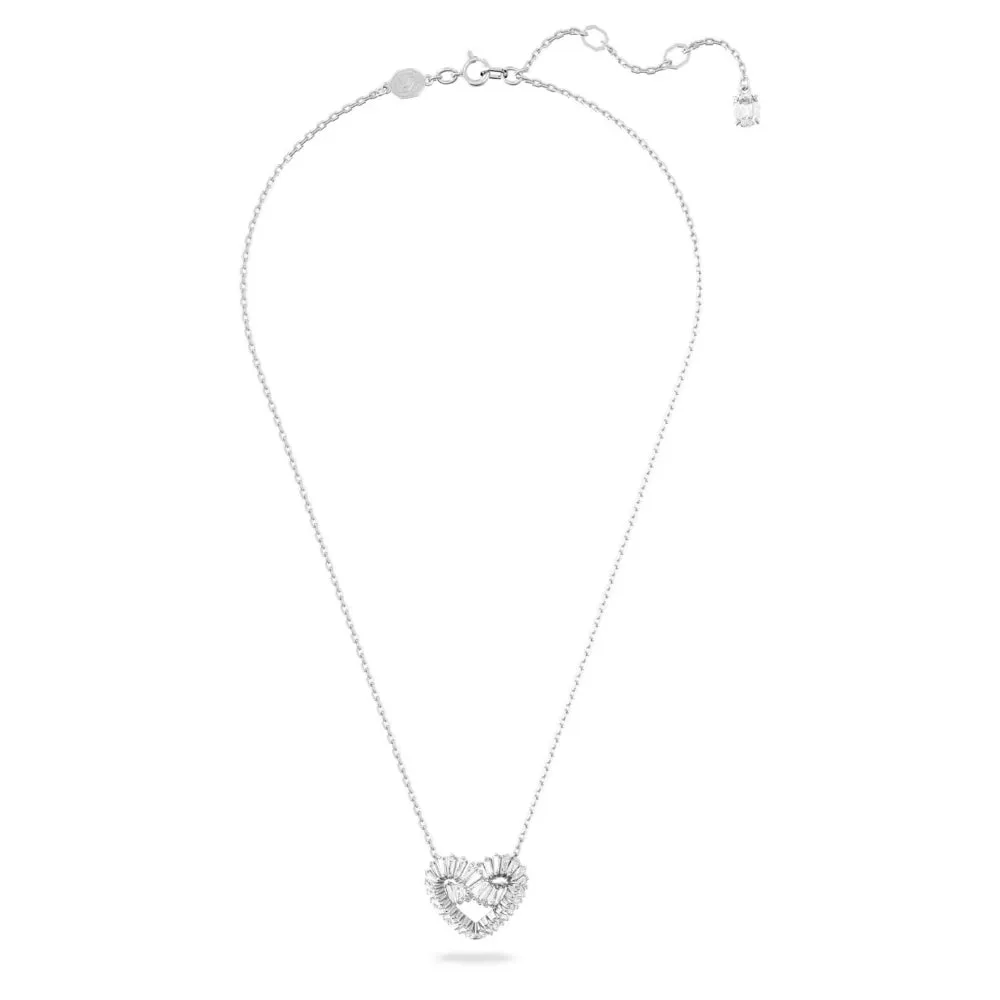"Swarovski Matrix pendant Mixed cuts, Heart, White, Rhodium plated"