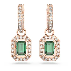 "Swarovski Millenia drop earrings Octagon cut, Green, Rose gold-tone plated"