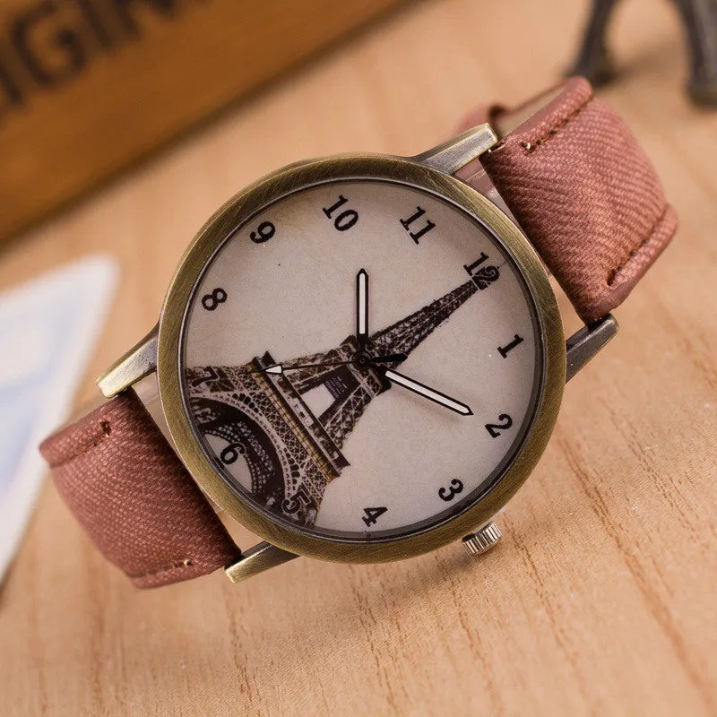 Retro Denim Tower Print Watch