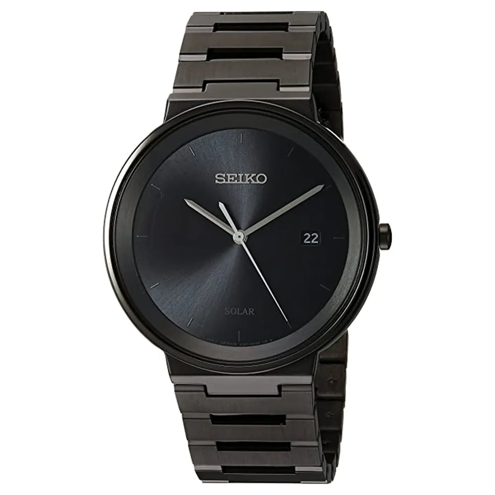 Seiko Mens Dress Black Dial Band Japanese Quartz Stainless-Steel Strap Watch - SNE481