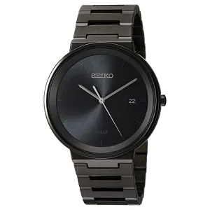 Seiko Mens Dress Black Dial Band Japanese Quartz Stainless-Steel Strap Watch - SNE481