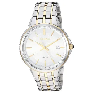 Seiko Mens Silver Dial Two Tone Band Japanese-quartz Movement Dress Watch - SNE508