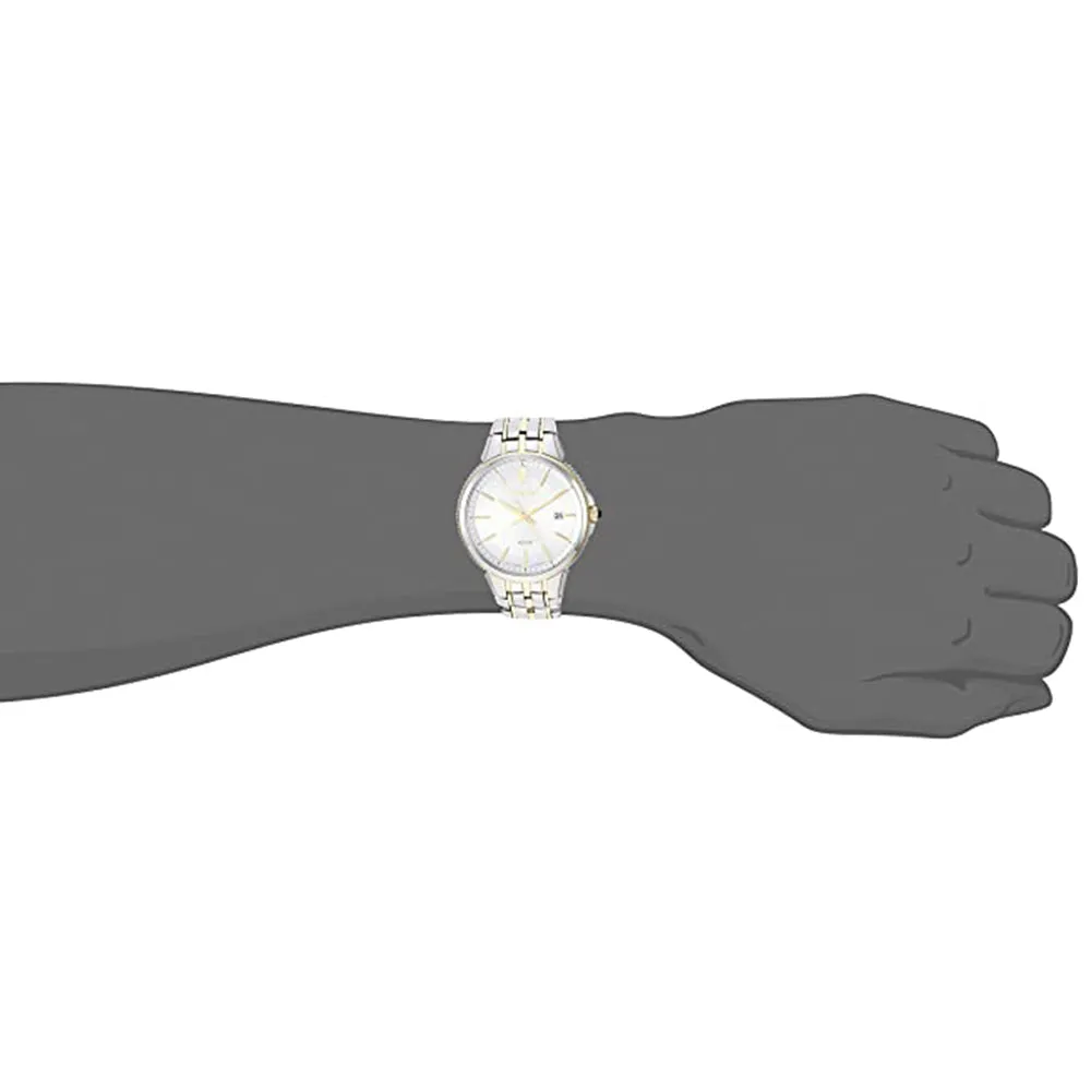 Seiko Mens Silver Dial Two Tone Band Japanese-quartz Movement Dress Watch - SNE508