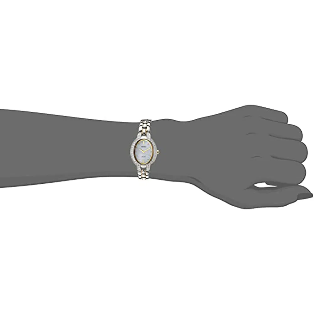 Seiko Womens TRESSIA Japanese Quartz Mother-of-pearl Dial Bicolor Band Two Tone Stainless Steel Strap Watch - SUP325