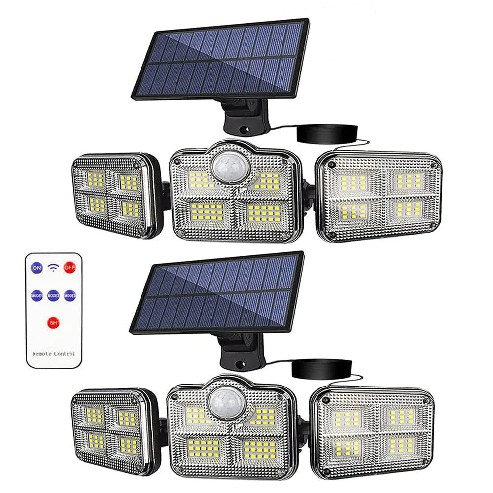 Solar Motion Sensor LED Lights Wall Lamp 3 Adjustable Heads 270 Wide Angle Illumination