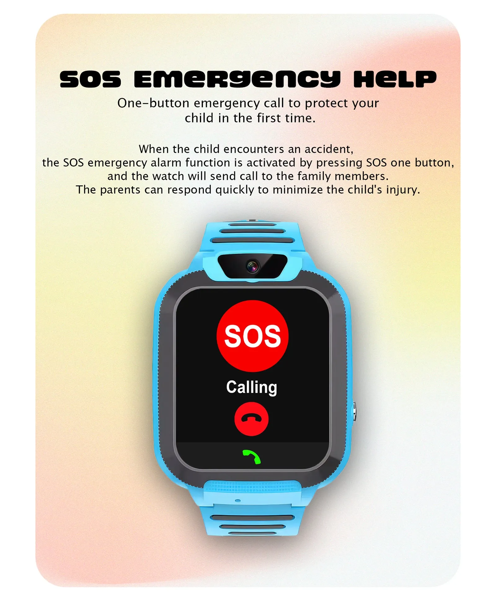Spiky Basilisk Kids' Cute Waterproof Smartwatch With GPS - Black