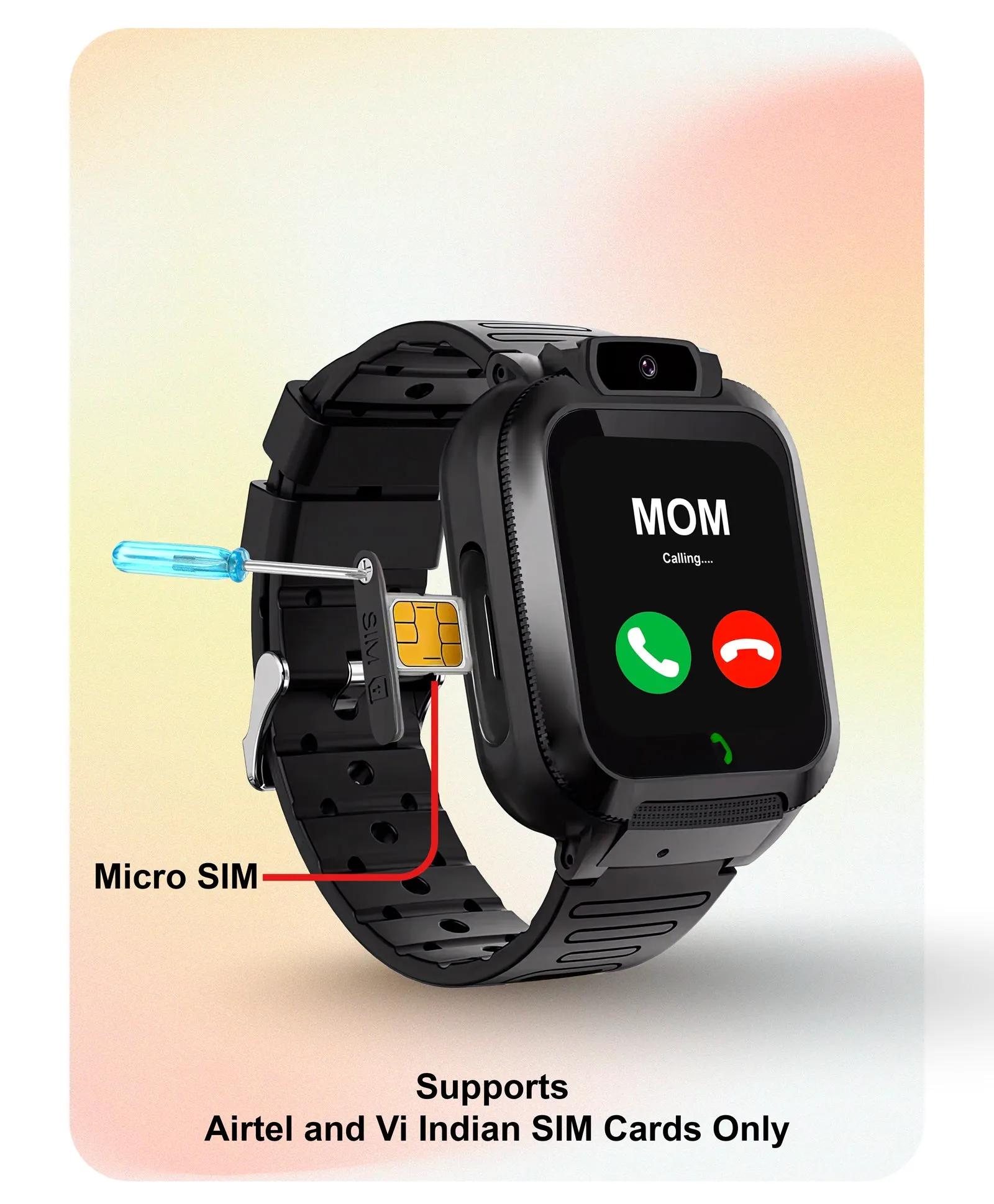 Spiky Basilisk Kids' Cute Waterproof Smartwatch With GPS - Black