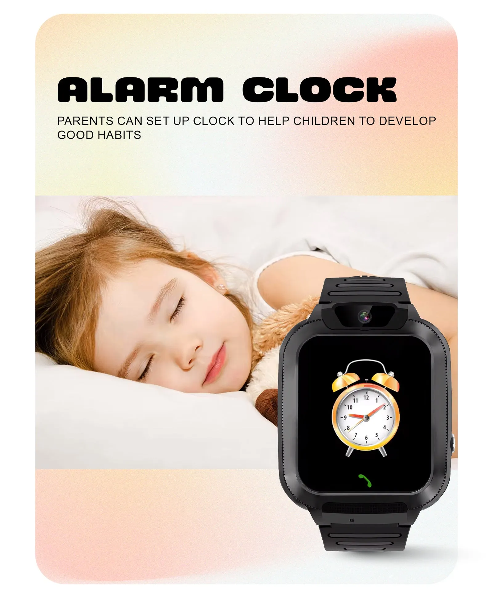 Spiky Basilisk Kids' Cute Waterproof Smartwatch With GPS - Black
