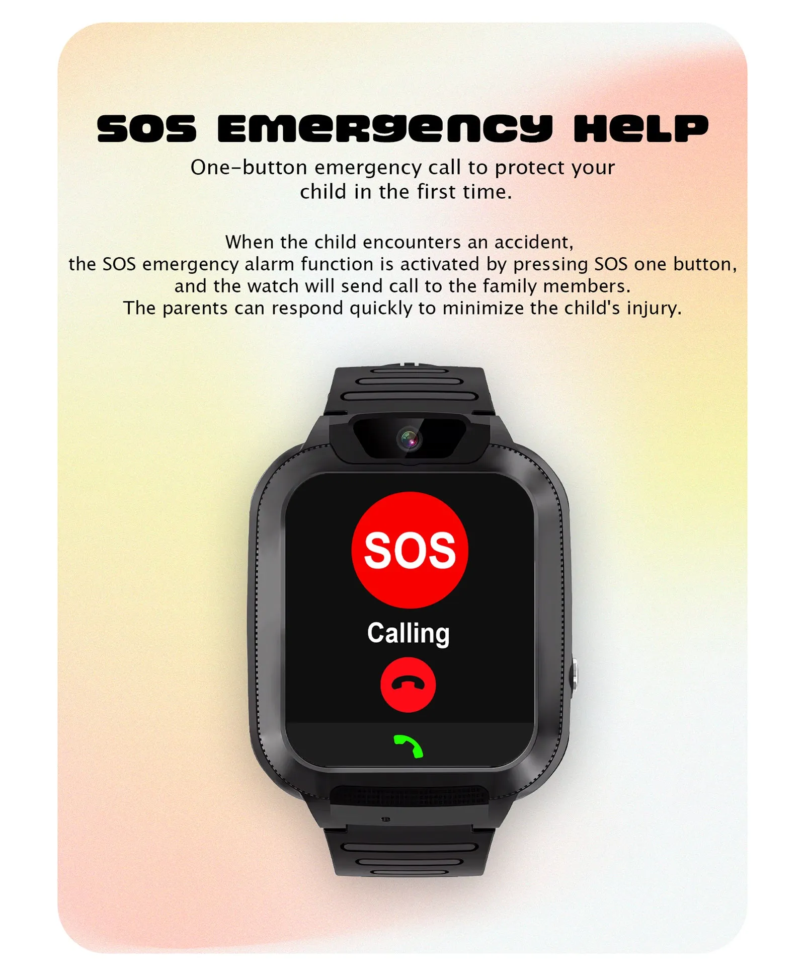Spiky Basilisk Kids' Cute Waterproof Smartwatch With GPS - Black