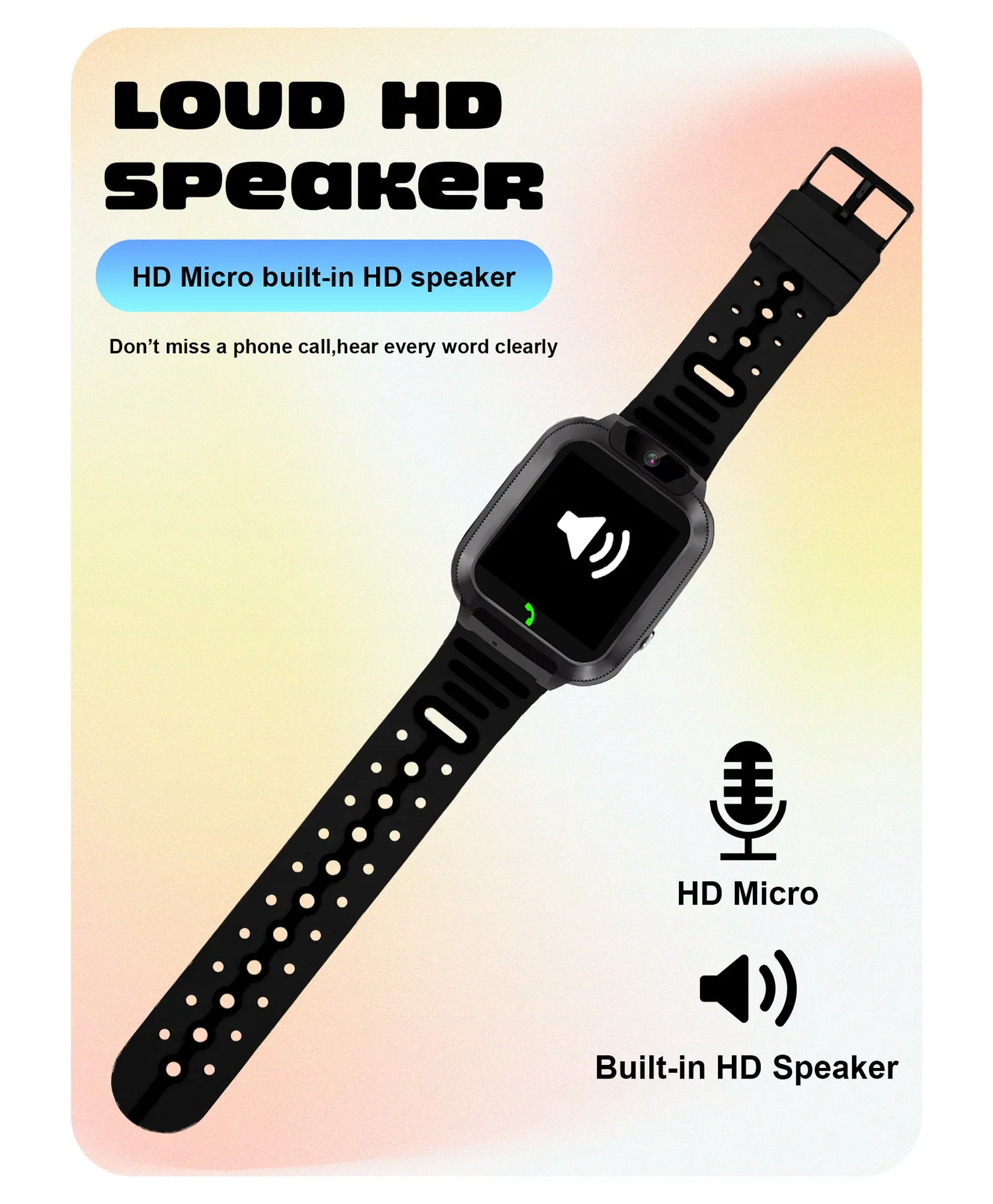 Spiky Basilisk Kids' Cute Waterproof Smartwatch With GPS - Black