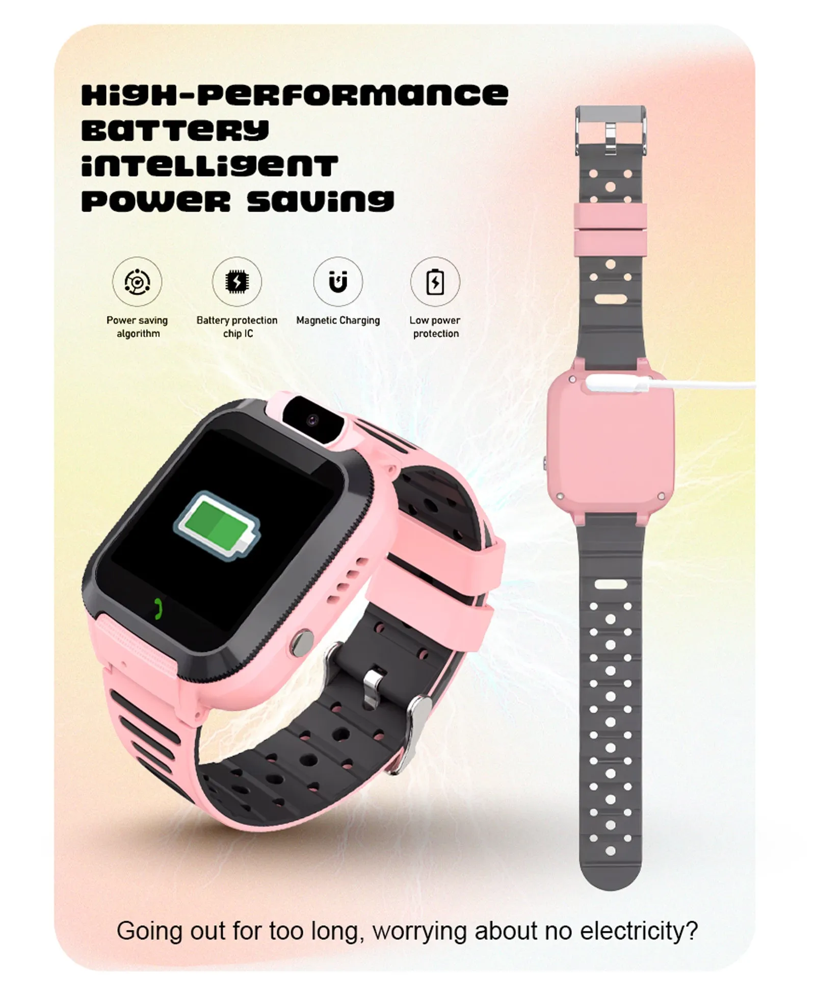 Spiky Basilisk Kids' Cute Waterproof Smartwatch With GPS - Black