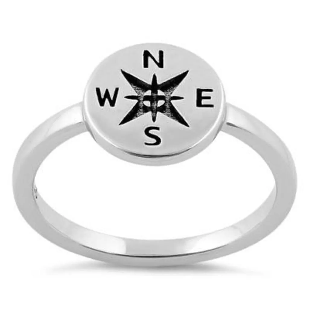 Sterling Silver CompassRing Boho Casual Jewelry Size 6