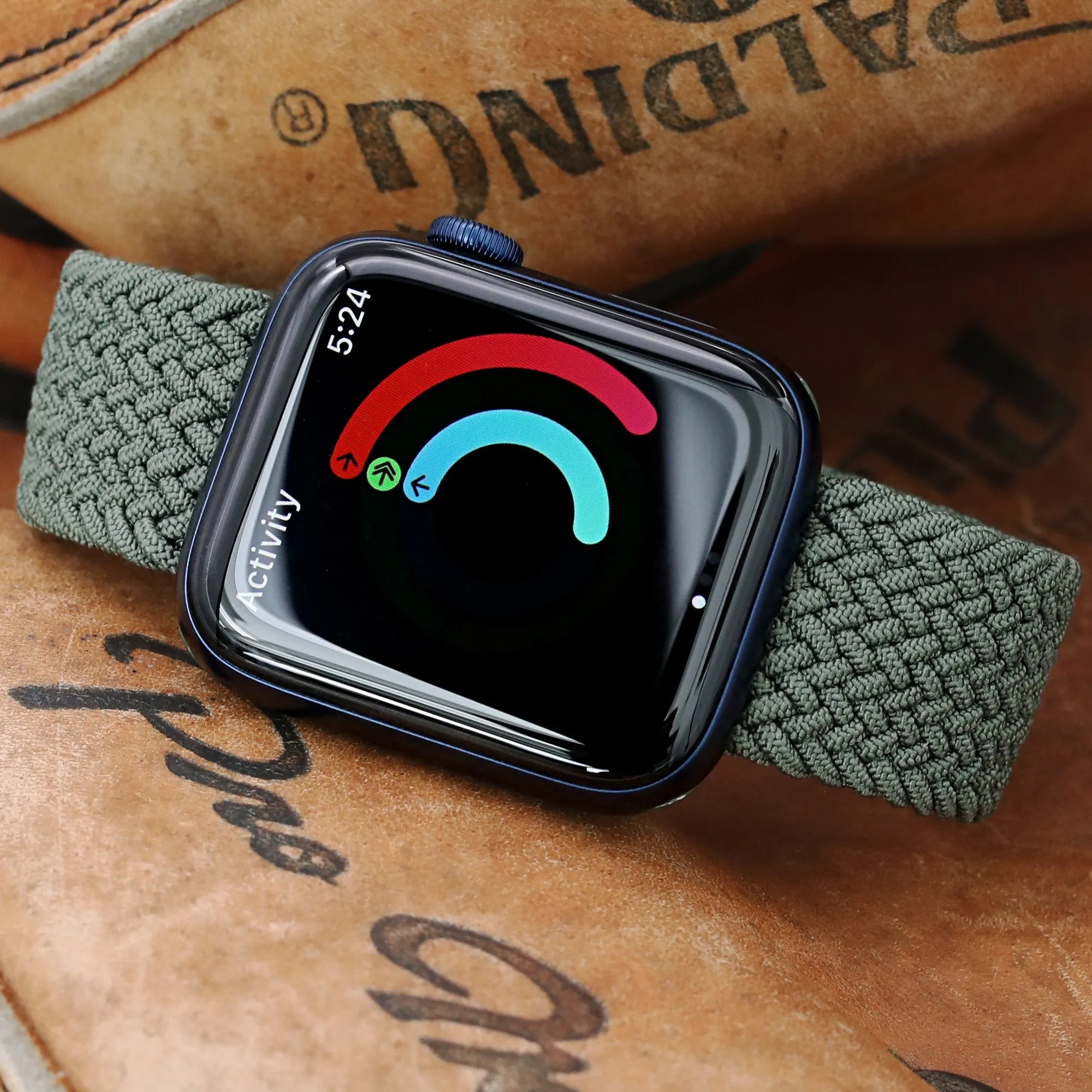 Stretchable Military Green Solo Loop Braided Watch Band compatible with Apple Watch 44mm / 42mm models