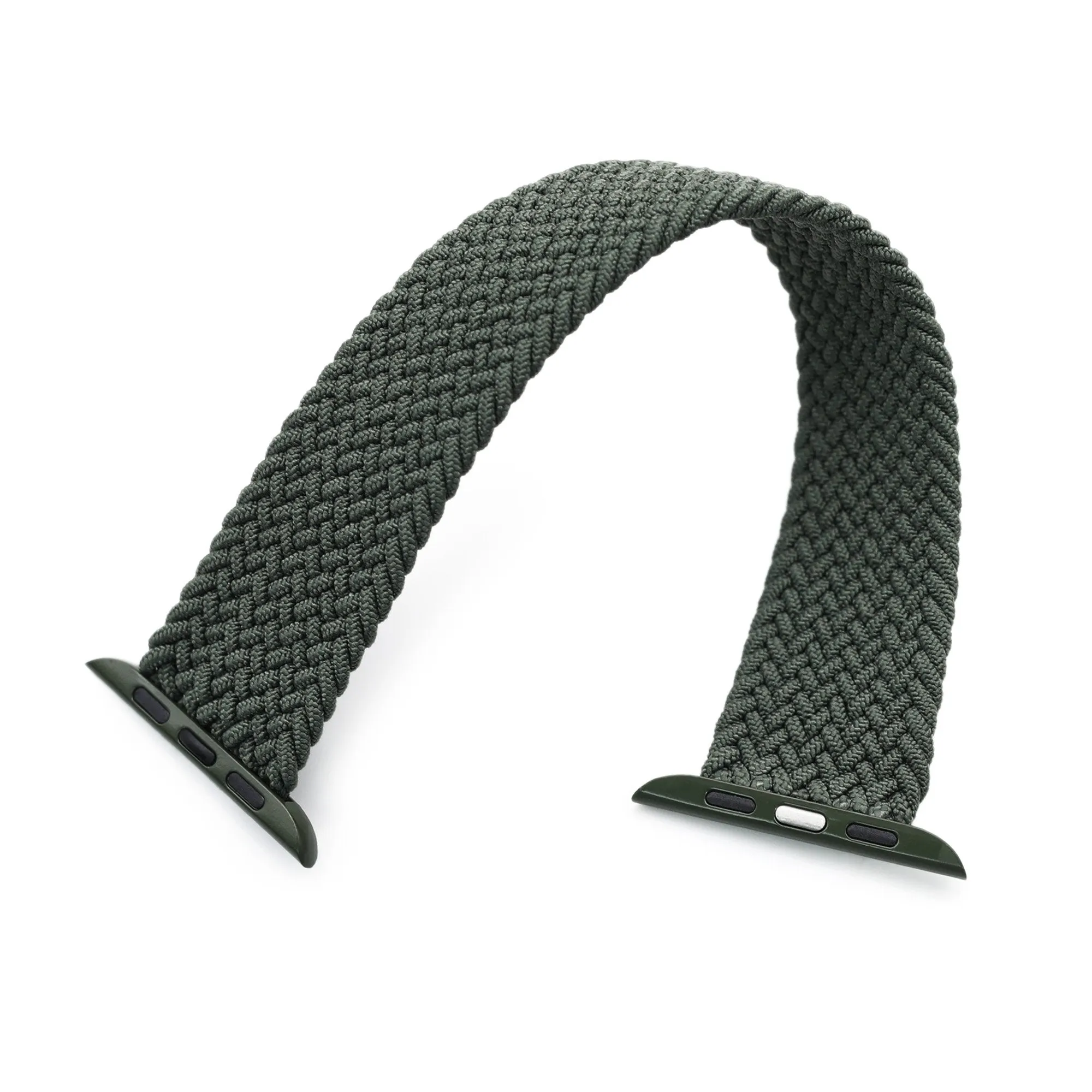 Stretchable Military Green Solo Loop Braided Watch Band compatible with Apple Watch 44mm / 42mm models