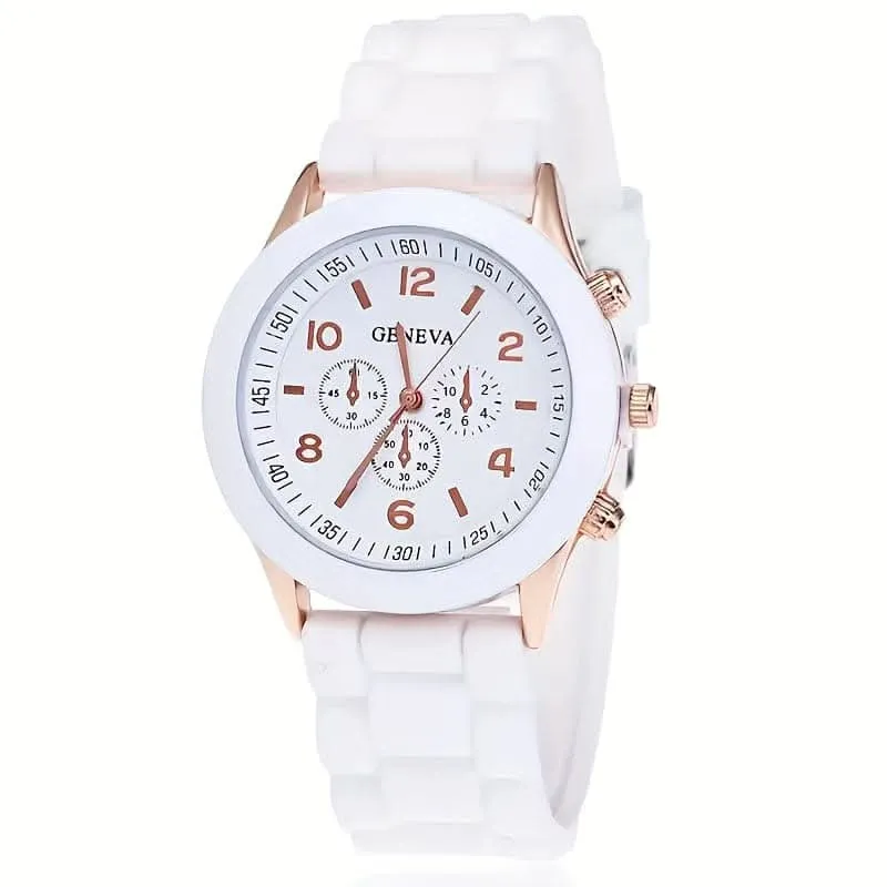 Stylish Round Quartz Watch with Triple Dial & Silicone Band – Unisex Sports Wristwatch