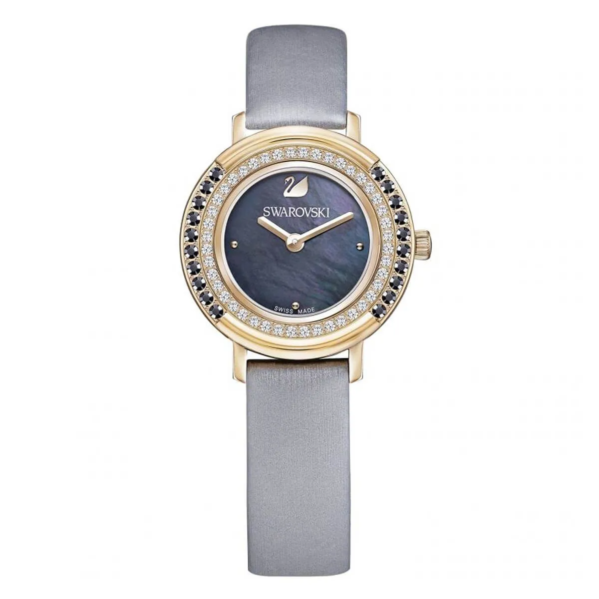 Swarovski Rose Gold Plated Playful Watch With A Silk Strap