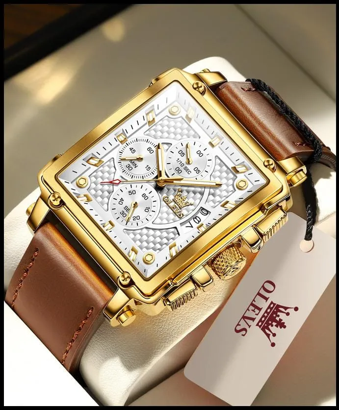 Top Brand Men's Watches Luxury Square Quartz Wrist Watch S4608306