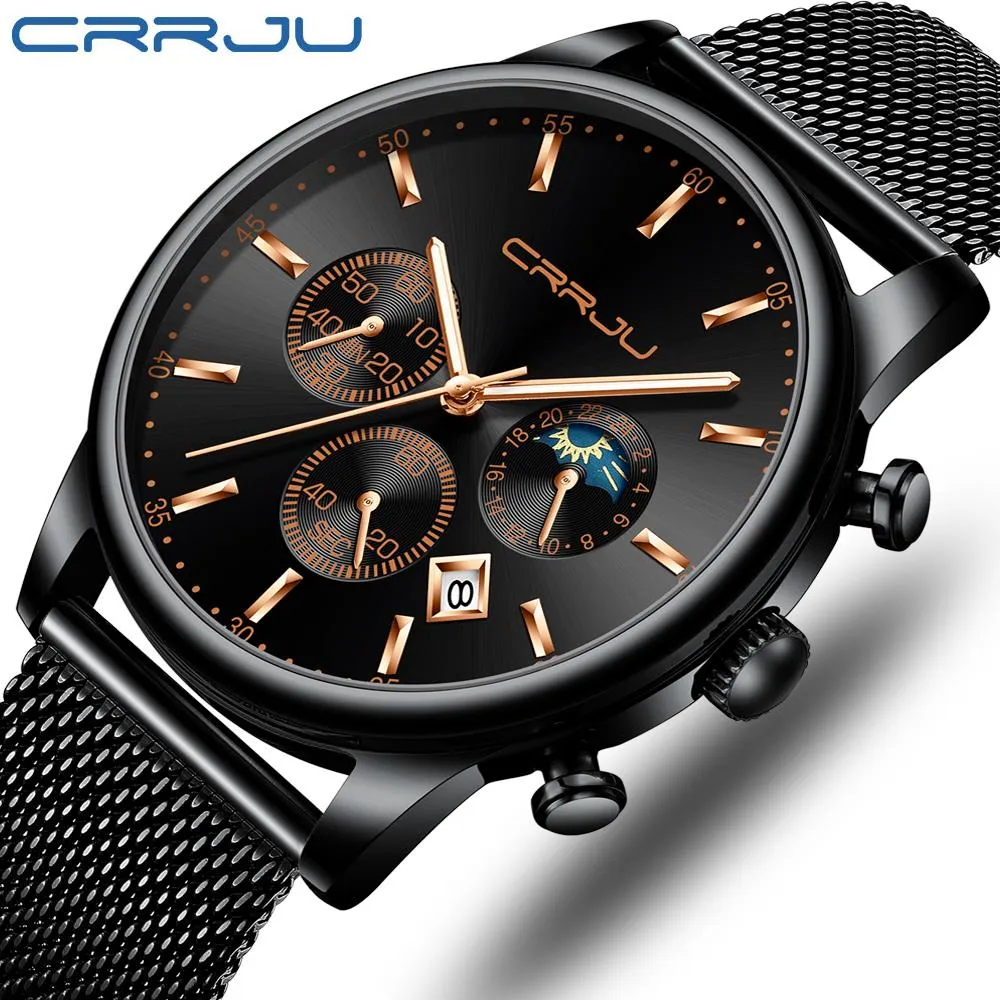 Top Luxury Men Multifunction Watches Waterproof Business Casual Quartz