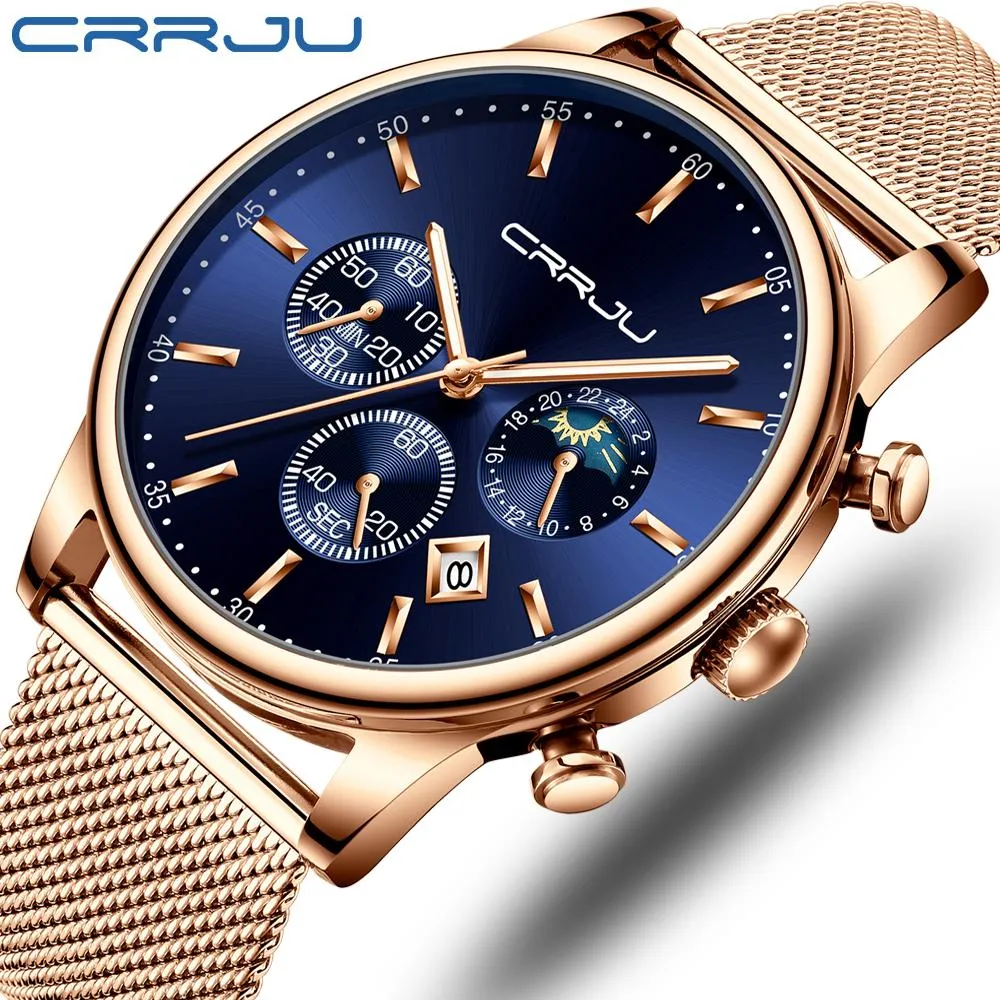 Top Luxury Men Multifunction Watches Waterproof Business Casual Quartz