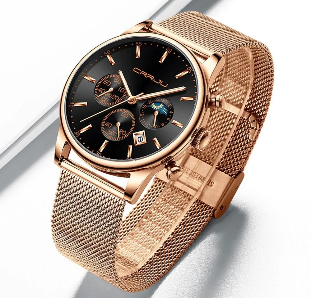 Top Luxury Men Multifunction Watches Waterproof Business Casual Quartz