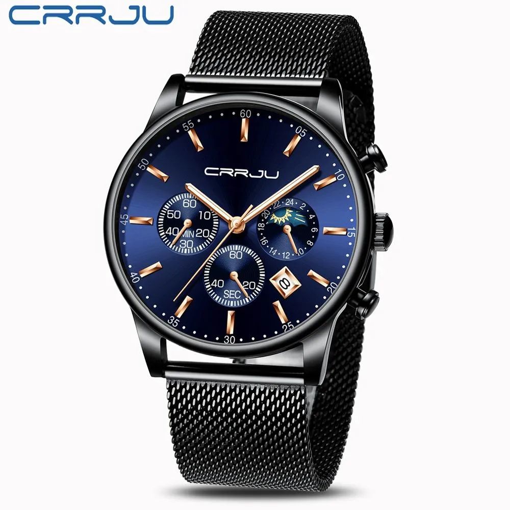 Top Luxury Men Multifunction Watches Waterproof Business Casual Quartz