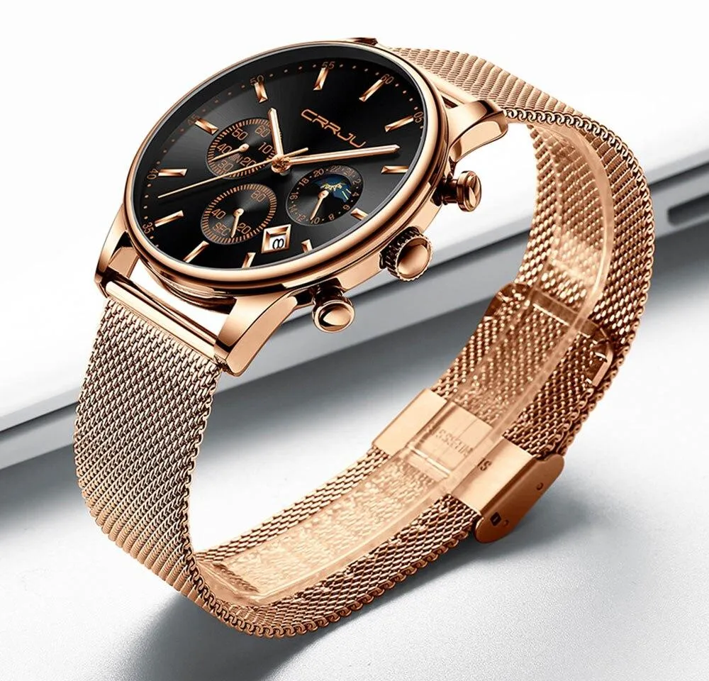 Top Luxury Men Multifunction Watches Waterproof Business Casual Quartz