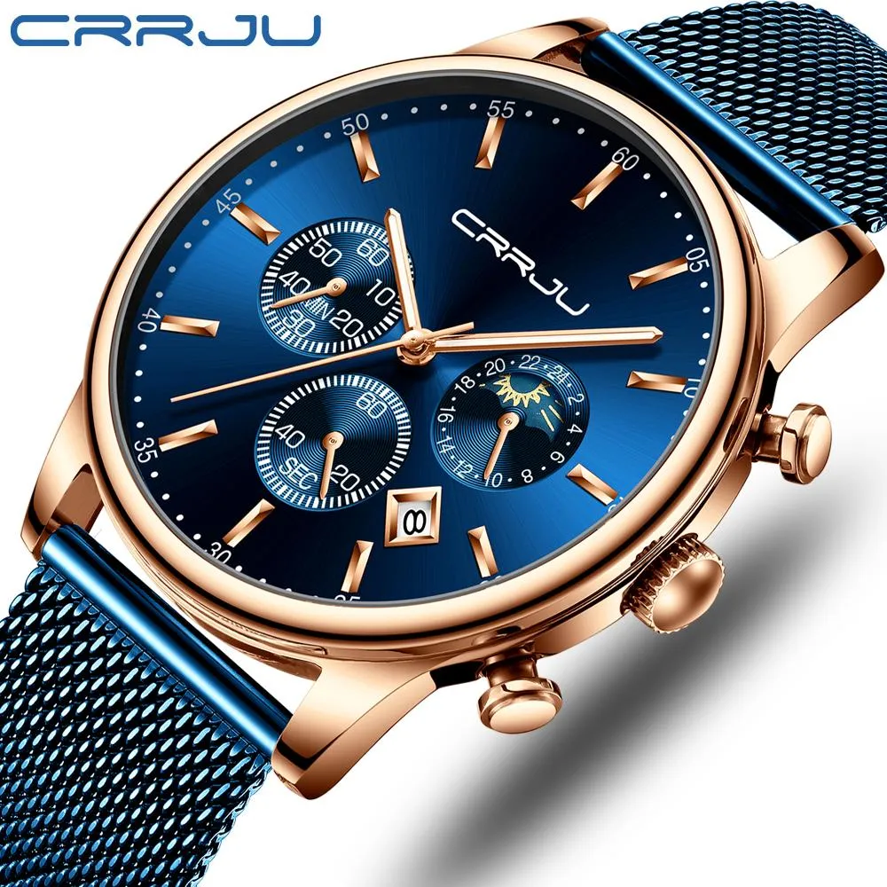 Top Luxury Men Multifunction Watches Waterproof Business Casual Quartz