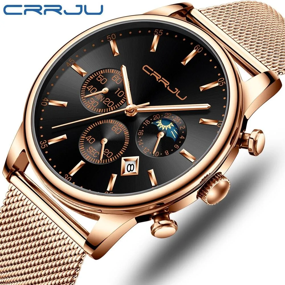 Top Luxury Men Multifunction Watches Waterproof Business Casual Quartz