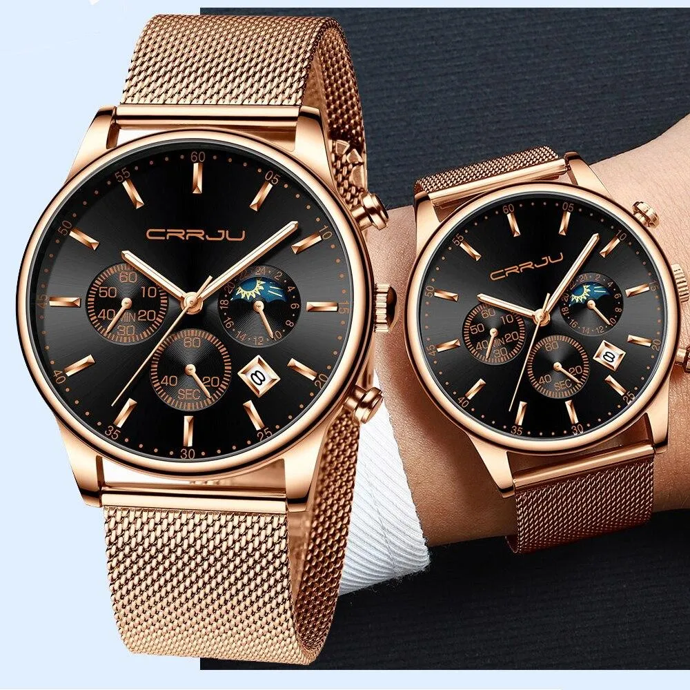 Top Luxury Men Multifunction Watches Waterproof Business Casual Quartz